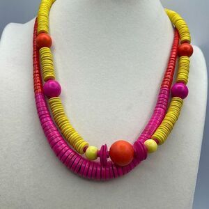 Vintage 1980’s bright fun disk necklace set.